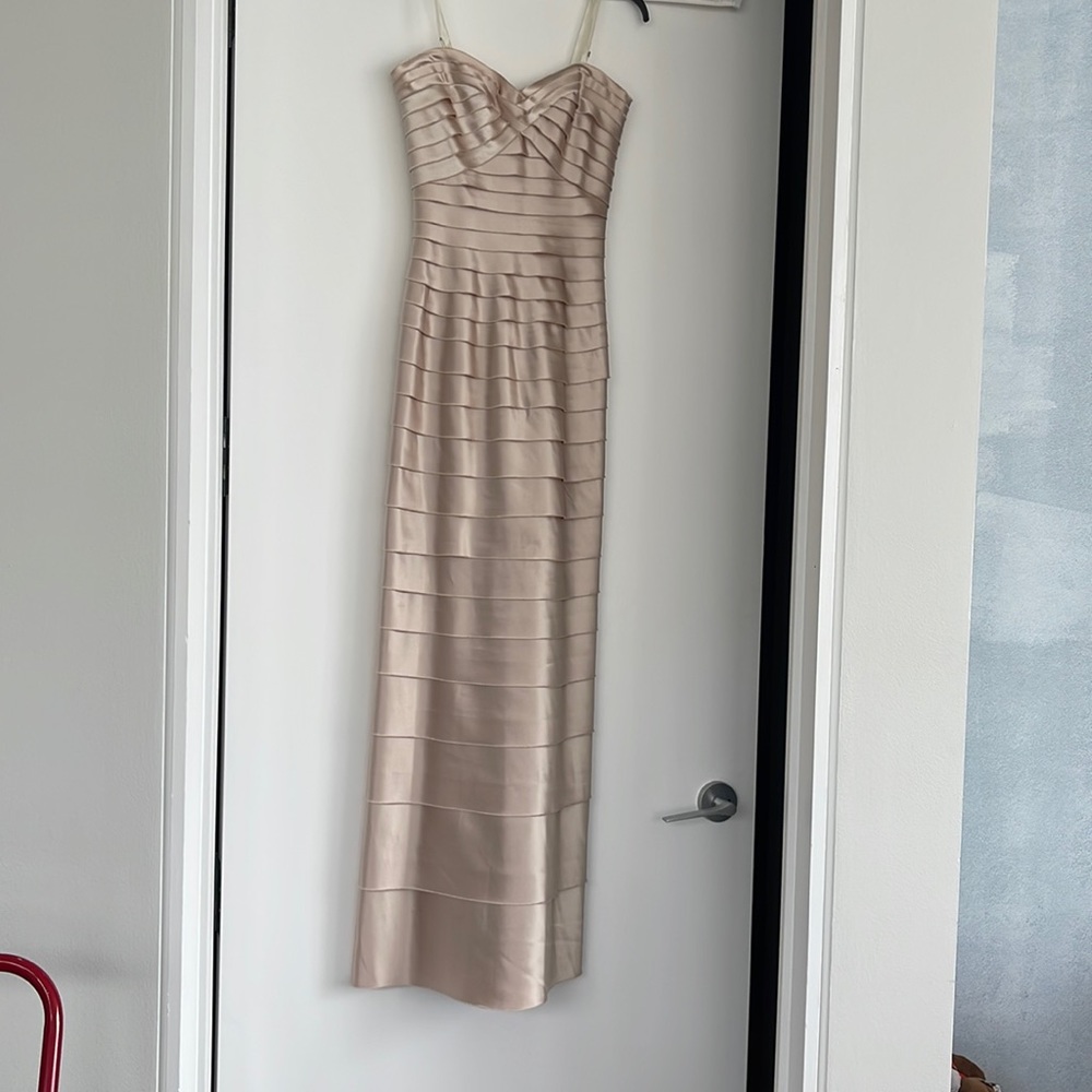 BCBGMaxAzria Champagne Cream Pink Strapless Gown